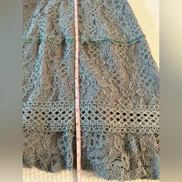 $168 Anthropologie Foxiedox Aquamarine Green Lace Halter Sleeveless Mini size S - Picture 5 of 10